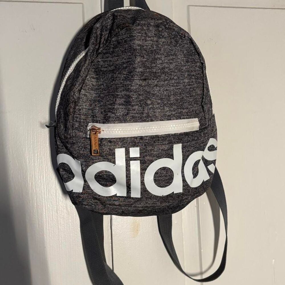 Adidas Linear Heather Gray Large Spell out Logo Mini Backpack